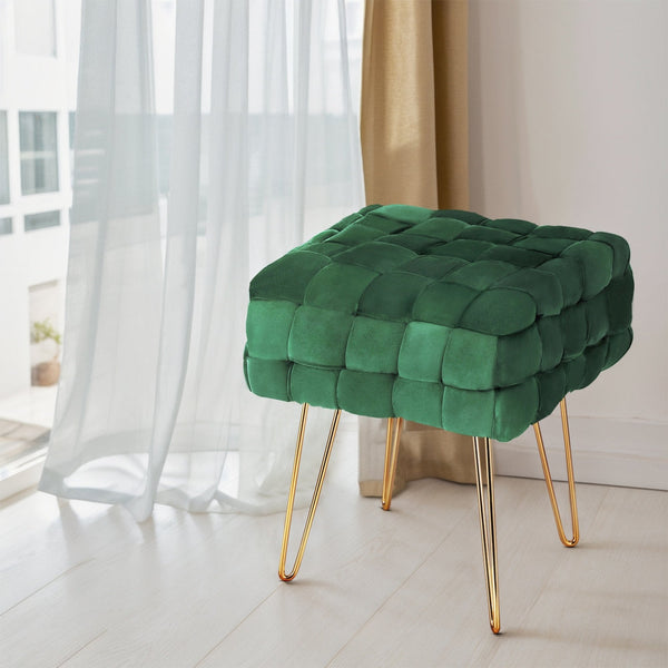 Ottomans, Footstools & Poufs Artiss Ottoman Foot Stool Woven Velvet Green