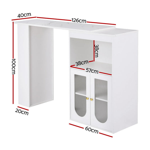 Bar Tables Artiss Bar Table Storage Cabinet Dining Wine Rack Home Office Desk Extendable