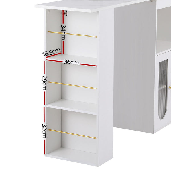 Bar Tables Artiss Bar Table Storage Cabinet Dining Wine Rack Home Office Desk Extendable