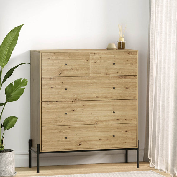 Dressers & Chests of Drawers Artiss 5 Chest Of Drawers Arno Pine