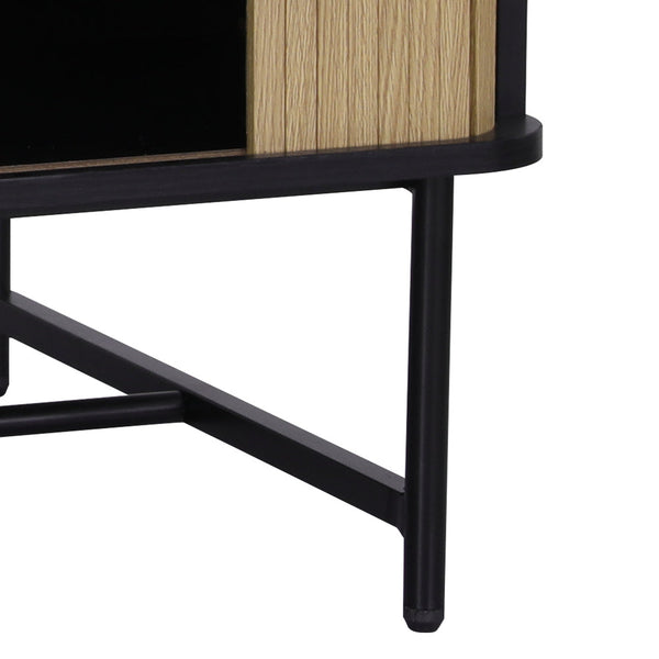 Coffee Tables Artiss Coffee Table Sliding Drawer Door Black Boris