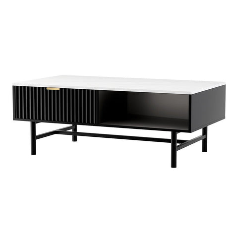 Coffee Tables Artiss Coffee Table Drawer Storage Shelf Black