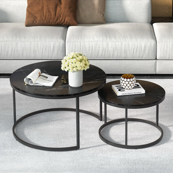 Coffee Tables Artiss Nesting Coffee Table Set Of 2 Marble Effect Tika