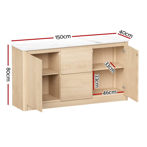 Sideboards & Buffets Artiss Buffet Sideboard Marble Style Tabletop Pine