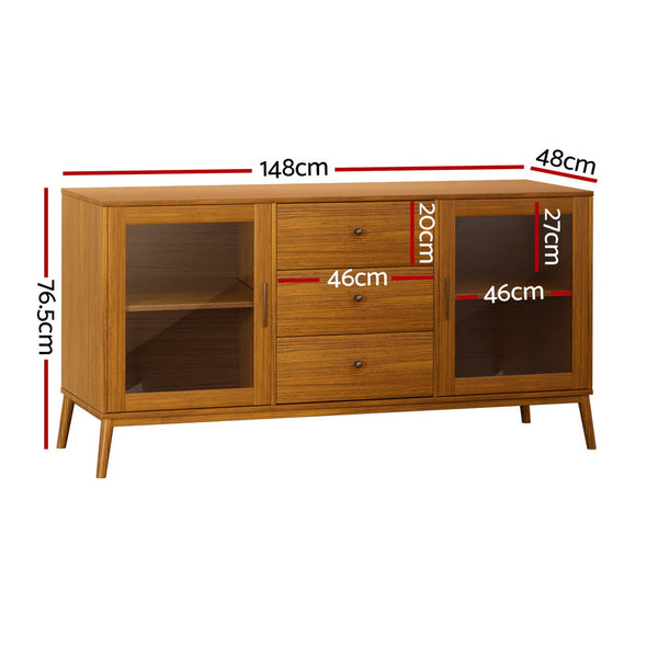 Sideboards & Buffets Artiss Buffet Sideboard Glass Doors Oak