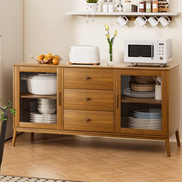 Sideboards & Buffets Artiss Buffet Sideboard Glass Doors Oak