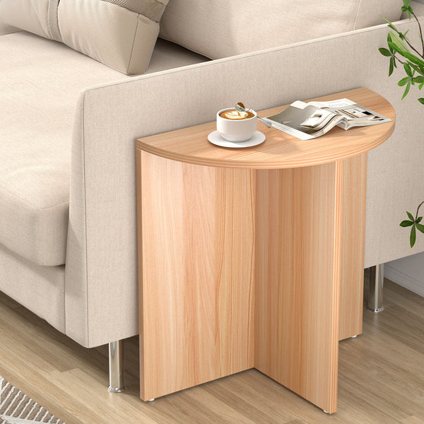 Coffee Tables Artiss Coffee Table Semi Circle 48Cm Pine Elva