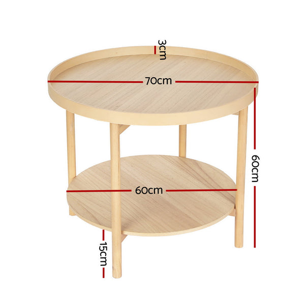 Coffee Tables Artiss Coffee Table Side Round 70Cm