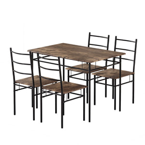 Dining Tables Artiss Dining Table And Chairs Set 5Pcs Industrial Wooden Metal Desk Walnut