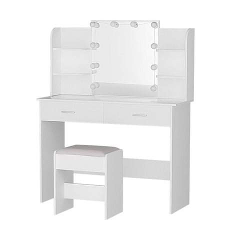 Dressing Tables Artiss Dressing Table Set Stool 10 Led Bulbs White Dulcea