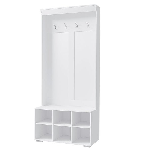 Shoe Cabinets Artiss Shoe Cabinet Storage Rack Bench Hall Tree Coat White 180Cm