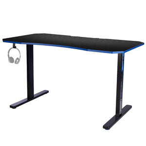 Home Office Desks Overdrive Gaming Pc Desk Carbon Fiber Style Black And Blue With Headset Holder Mouse Pad