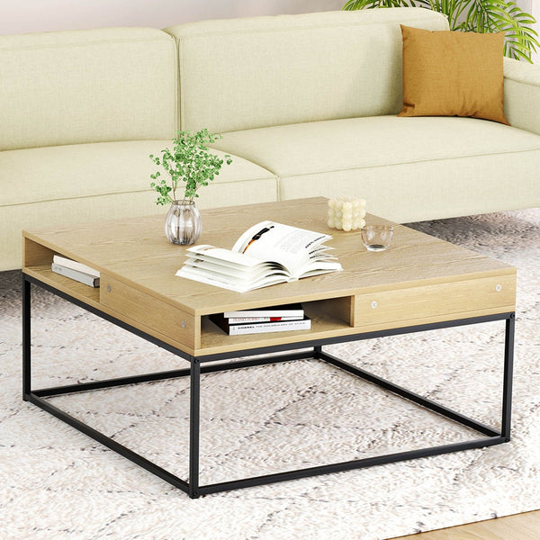 Coffee Tables Artiss Coffee Table Storage Shelf Metal Frame