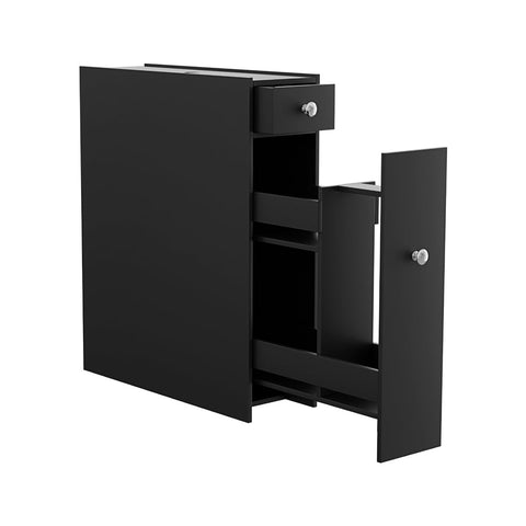Artiss Bathroom Storage Cabinet Toilet Slim Tissue Box Caddy Holder Side Wooden Black Bathroom Cabinets