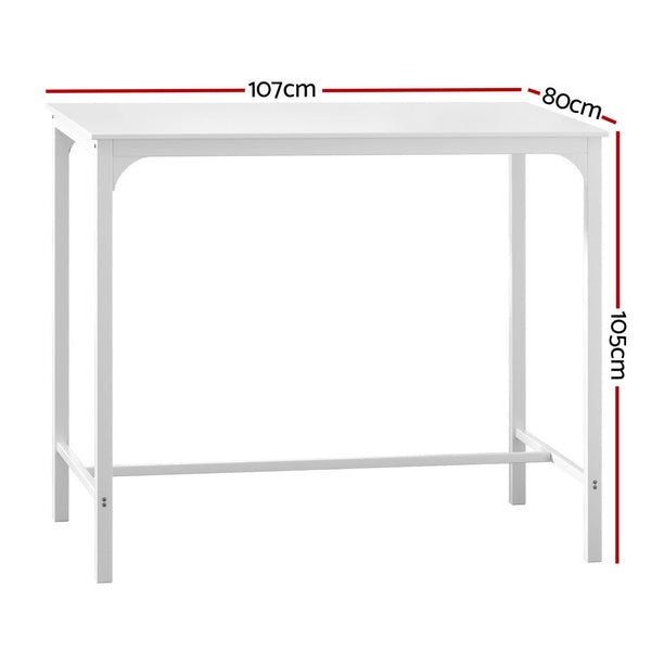 Bar Tables Artiss Bar Table Dining Desk High Kitchen Shelf Metal Legs Cafe Pub White