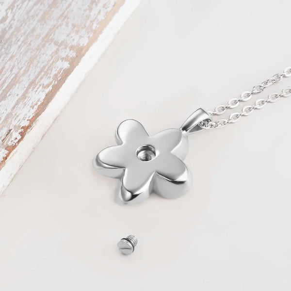 Necklaces & Pendants Flower Shape Cremation Stainless Steel Jewelry Ashes Locket Pendant Necklace