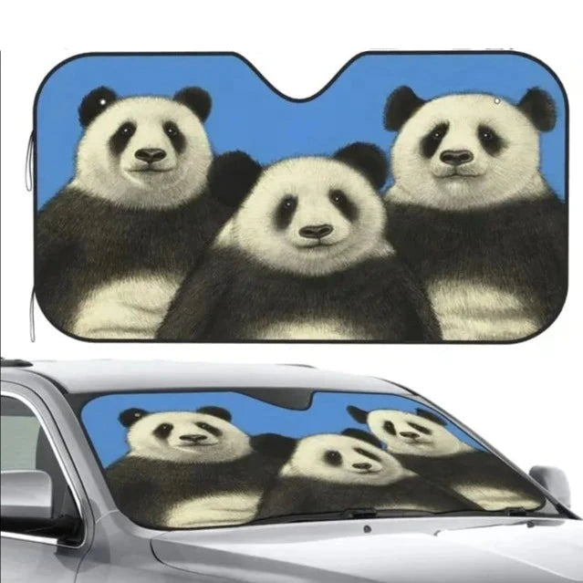 Sun Visors Funny Panda Car Windshield Sun Shade Foldable Front Window Covers Visors