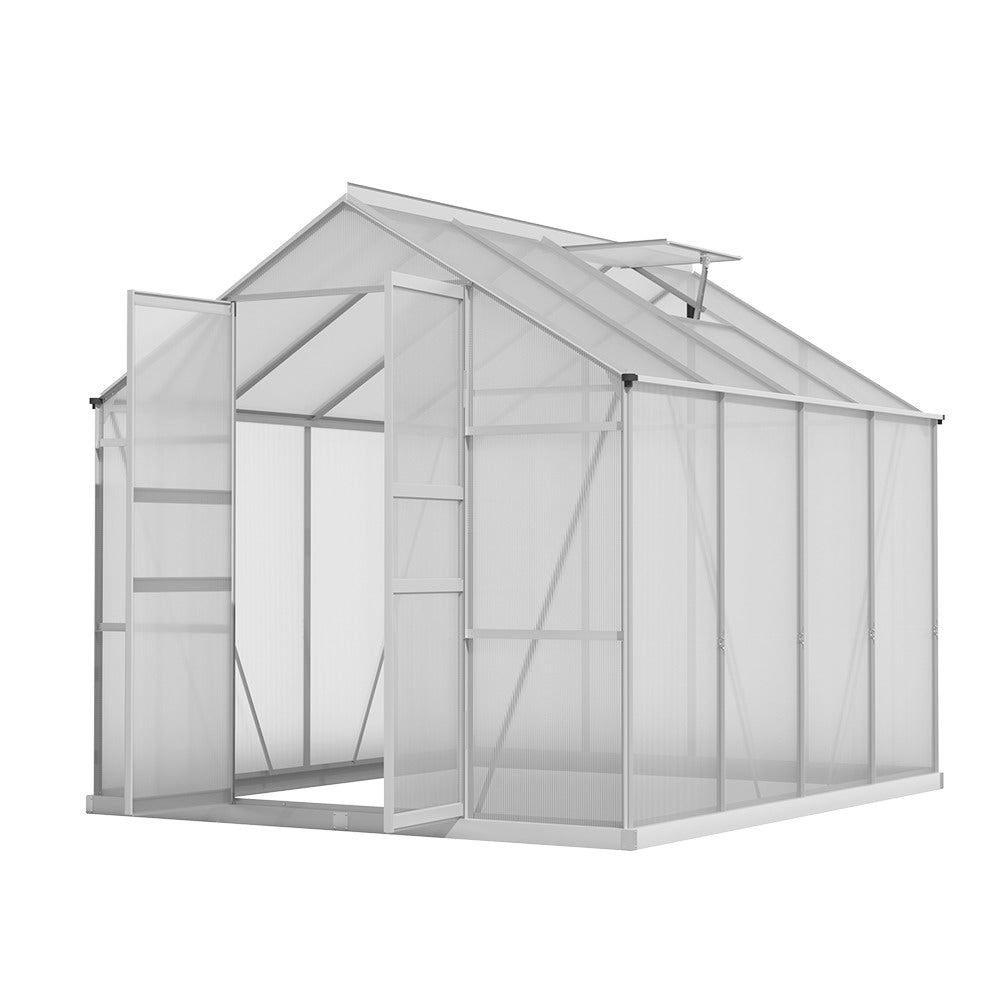 Greenhouses Greenfingers Aluminium Greenhouse House Polycarbonate Garden Shed 2.4X2.5M