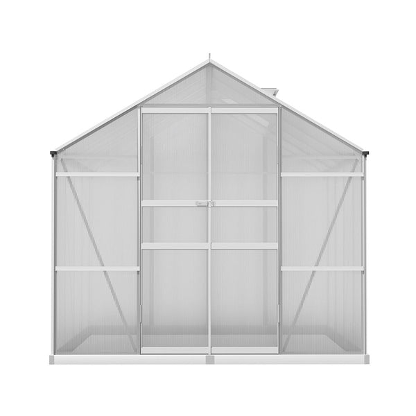 Greenhouses Greenfingers Aluminium Greenhouse House Polycarbonate Garden Shed 2.4X2.5M