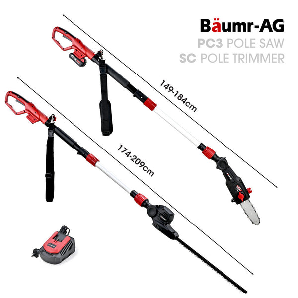 Hedge Trimmers Baumr Ag 20V Sync Cordless Pole Saw & Hedge Trimmer Combo 8 Inch Chainsaw Pruner Telescopic Handle With Battery And Charger Kit