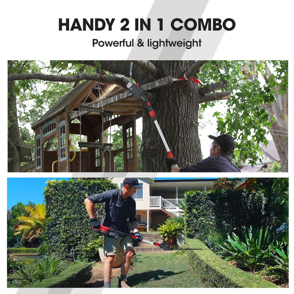 Hedge Trimmers Baumr Ag 20V Sync Cordless Pole Saw & Hedge Trimmer Combo 8 Inch Chainsaw Pruner Telescopic Handle With Battery And Charger Kit