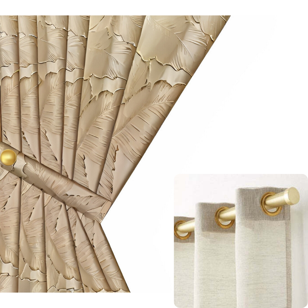 Curtains & Drapes Curtain Beige 500 Centimetre X 250 3D Leaves Luxury Blackout