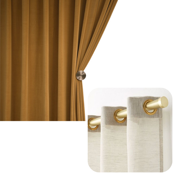 Curtains & Drapes 100Cm Mustard High Quality Modern Velvet Blackout Curtains For Living Room Bedroom Dining