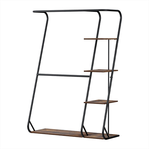 Garment Racks Artiss Clothes Rack Coat Stand 172Cm 4 Tier Walnut