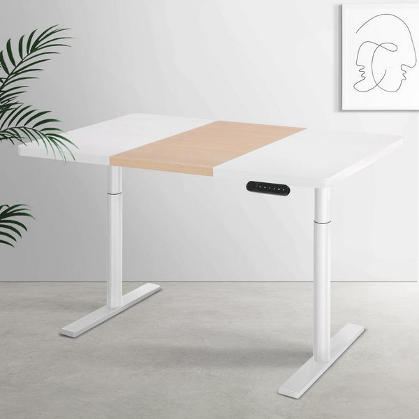 Standing Desks Artiss Standing Desk Motorised Electric Dual Splice White Pine 120Cm