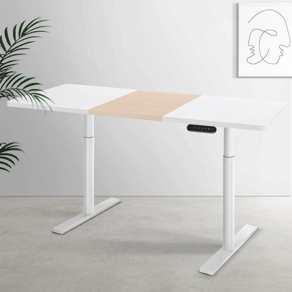 Standing Desks Artiss Standing Desk Motorised Electric Dual 140Cm White Pine