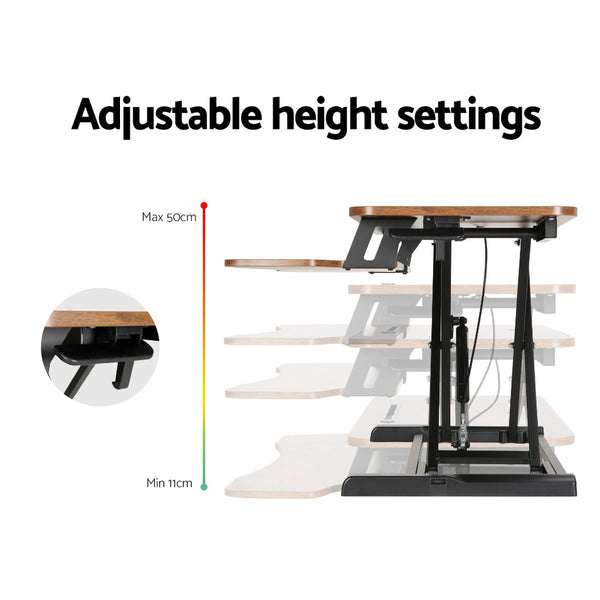 Standing Desks Artiss Standing Desk Riser Height Adjustable Rustic Brown 80Cm