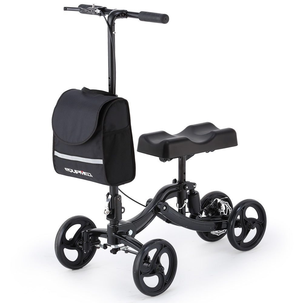 Walkers & Canes Equipmed Knee Scooter Walker Disc Brake Suspension Bag Broken Leg Ankle Foot Mobility Crutches Alternative Black