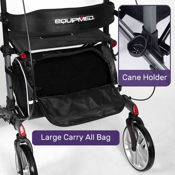 Walkers & Canes Equipmed Upright Rollator Walker With Forearm Rest Supports Mobilty Aid Seat Grey