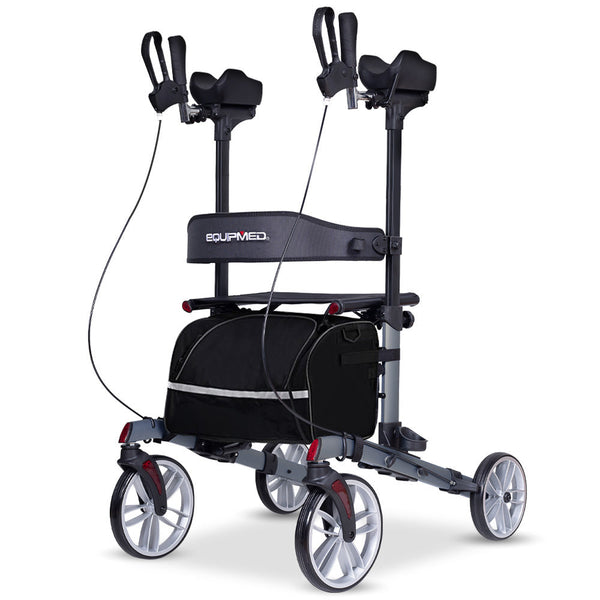 Walkers & Canes Equipmed Upright Rollator Walker With Forearm Rest Supports Mobilty Aid Seat Grey