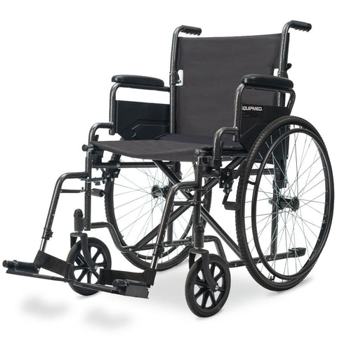 Wheelchairs Equipmed Comfortline 24' 136Kg Capacity Xl Wide Quick Folding Wheelchair Dark Grey Hammertone