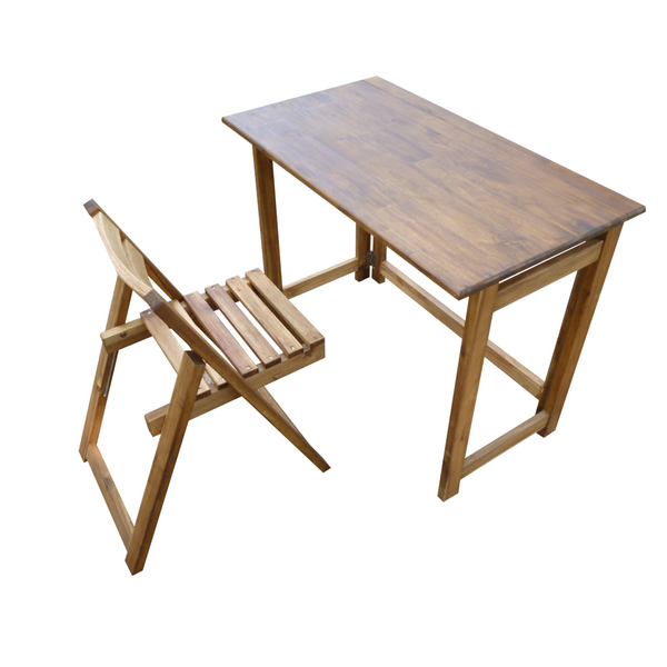 Home Office Desks Hardwood Foldable Teen Desk Set (Acacia)