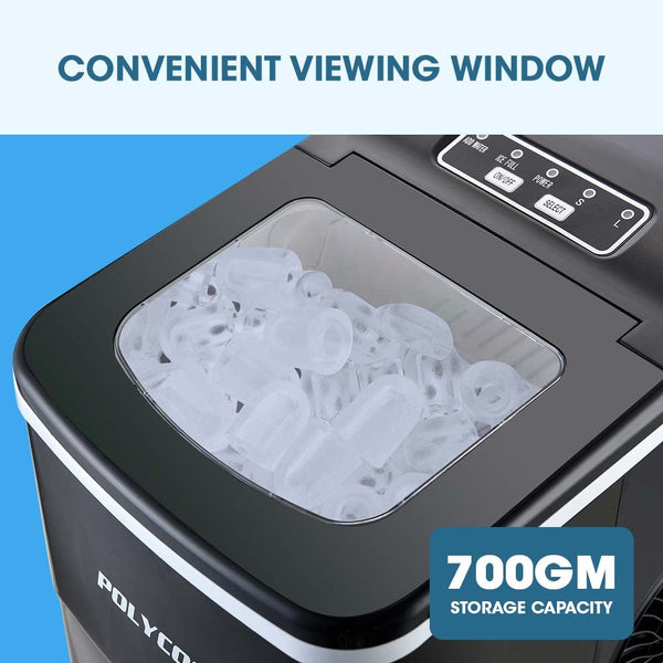 Countertop Ice Makers Polycool 2L Portable Ice Cube Maker Machine Automatic With Control Panel Black