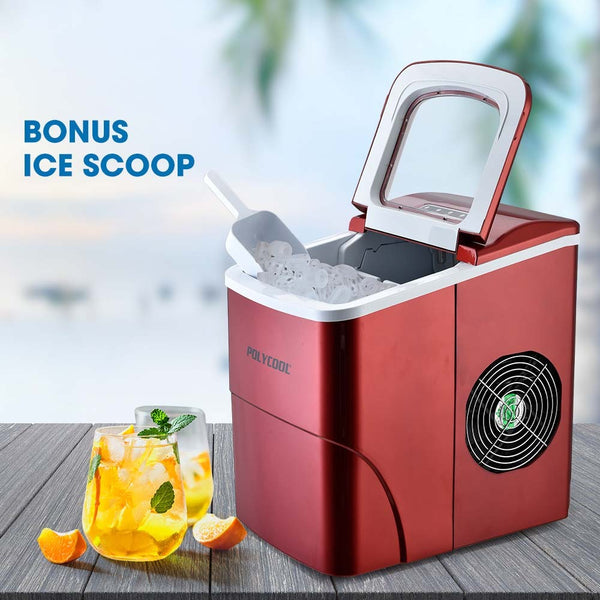 Countertop Ice Makers Polycool 2L Portable Ice Cube Maker Machine Automatic With Control Panel Red