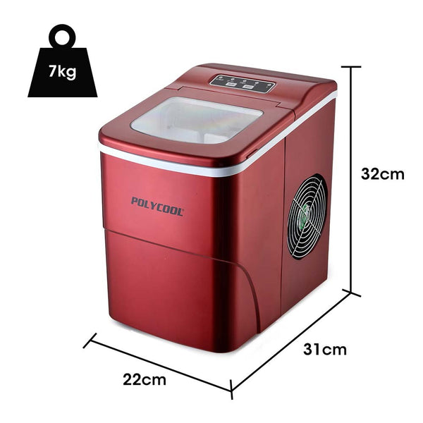 Countertop Ice Makers Polycool 2L Portable Ice Cube Maker Machine Automatic With Control Panel Red