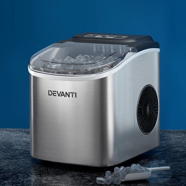 Countertop Ice Makers Devanti 12Kg Ice Maker Machine W/Self Cleaning Silver