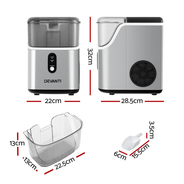 Countertop Ice Makers Devanti Ice Maker Machine 15Kg Nugget Cube