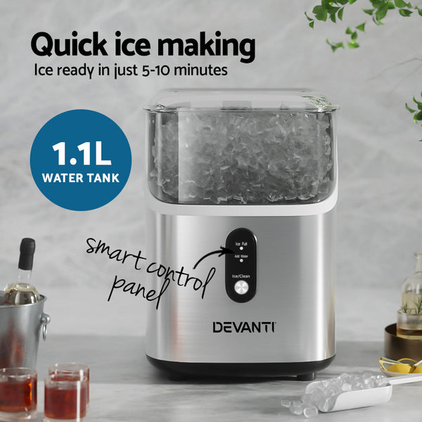 Countertop Ice Makers Devanti Ice Maker Machine 15Kg Nugget Cube