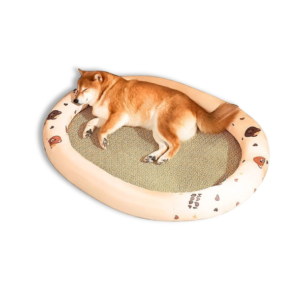 Pet Beds Pet Bed Beige Bear Design Rattan Cooling Mat Kitten Cushion Sofa