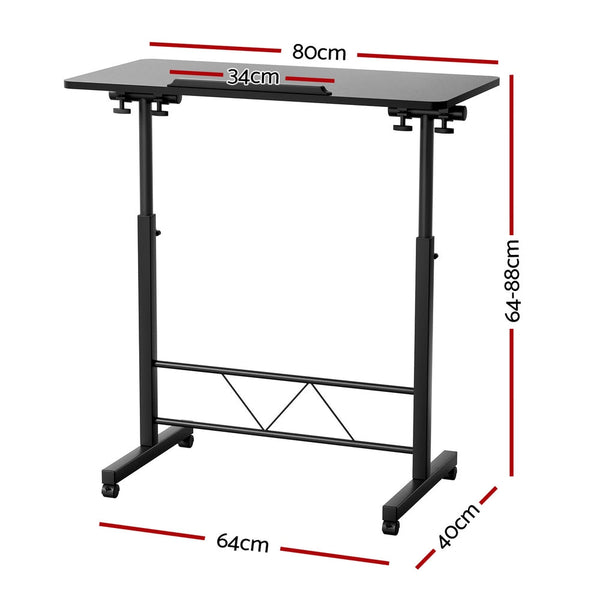 Side Tables Artiss Laptop Desk Table Height Adjustable Wooden Bed 80Cm Black