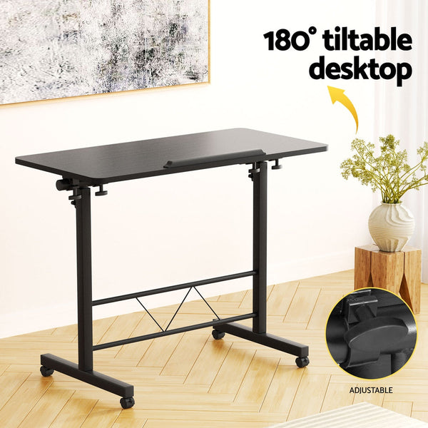 Side Tables Artiss Laptop Desk Table Height Adjustable Wooden Bed 80Cm Black