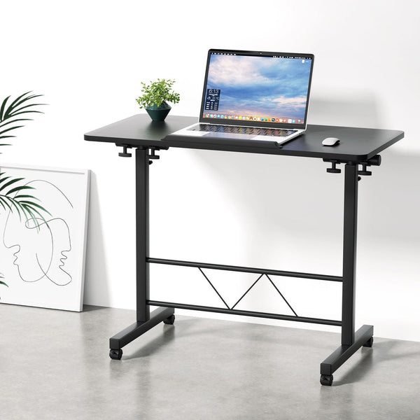 Side Tables Artiss Laptop Desk Table Height Adjustable Wooden Bed 80Cm Black