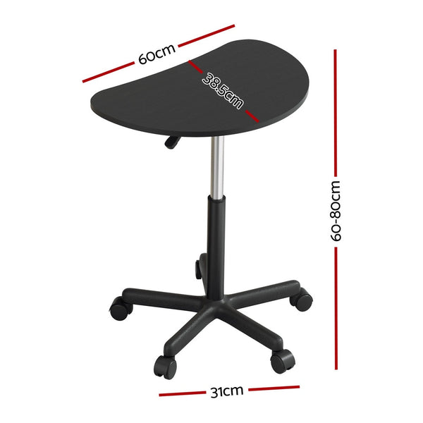 Home Office Desks Artiss Laptop Desk Portable Height Adjustable Table Caster Wheels 60Cm Black