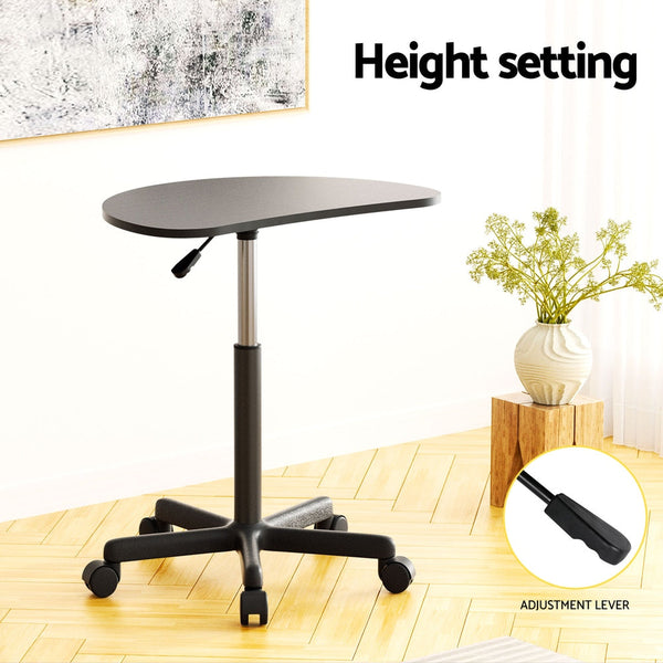 Home Office Desks Artiss Laptop Desk Portable Height Adjustable Table Caster Wheels 60Cm Black