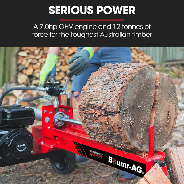 Log Splitters Baumr Ag 12 Tonne Petrol Hydraulic Wood Log Splitter Hps400