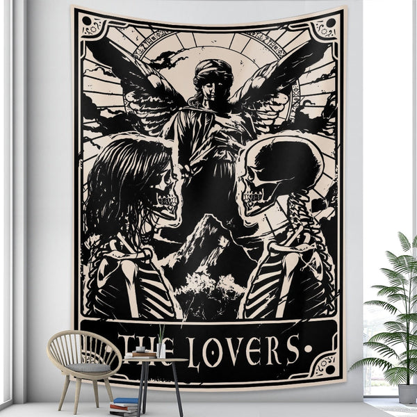 Tapestries Tapestry Black Beige Lovers 150X150 Cm Bohemian Decoration Art For Home